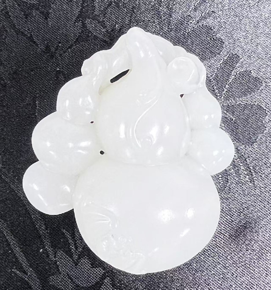和田羊脂白玉葫芦雕刻件
